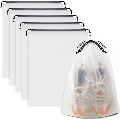 Clear Shoe Bags for Travel Clear Drawstring Shoe Bags (5-Pack)