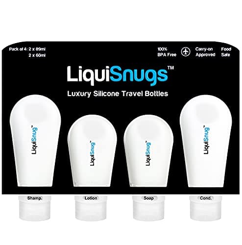 TravelSnugs LiquiSnugs Premium Silicone Travel Bottles (4-Pack)