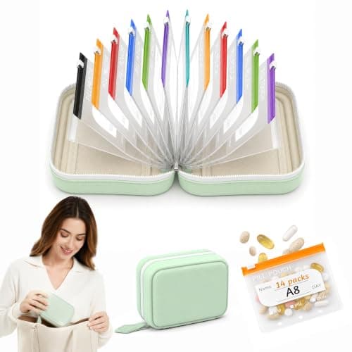 Funzooka A8 Waterproof Travel Pill Organizer Bag, 14 Pouches